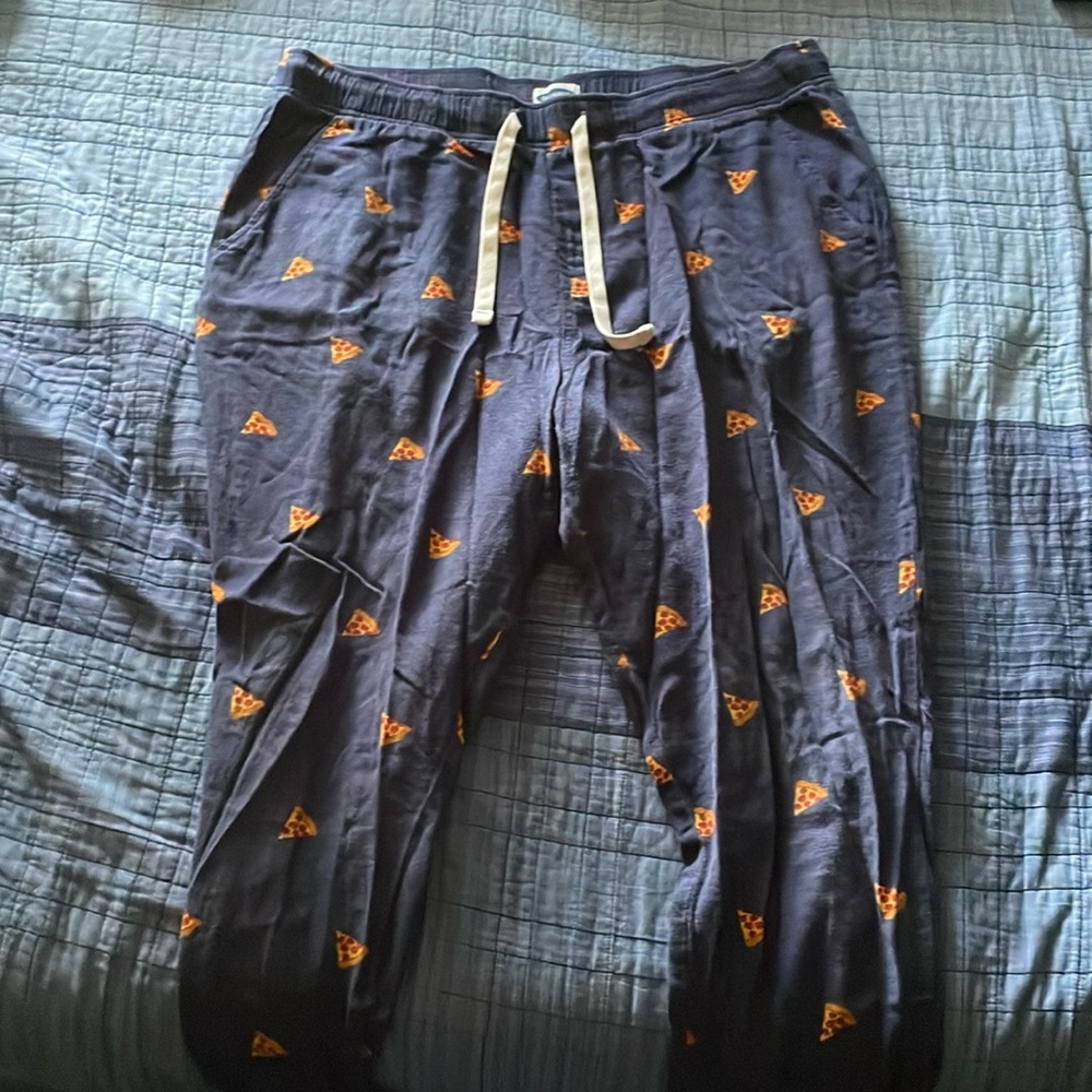Large blue pj pants with pizza design